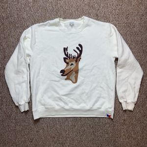 Kule Reindeer Women’s Sweatshirt Crewneck Cream Size XL